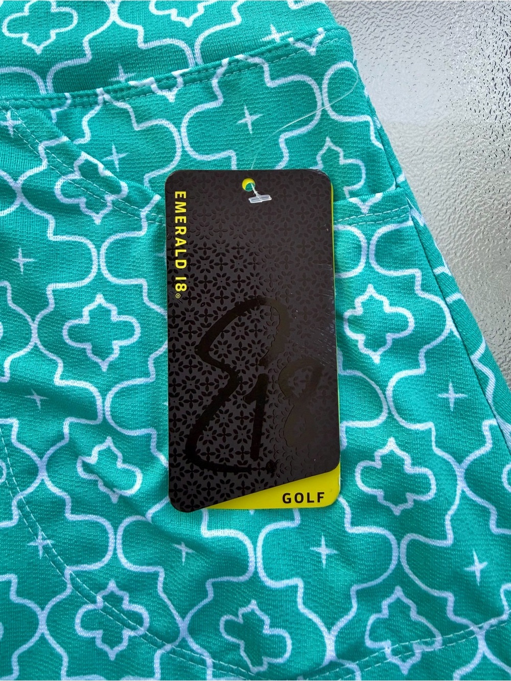 Emerald 18 Turquoise Clover Pattern Activewear Golf Skort ~ Women’s Large - Picture 3 of 11